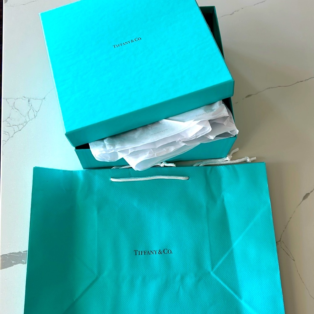 Authentic Tiffany & co shopping bag, box, and tissue paper